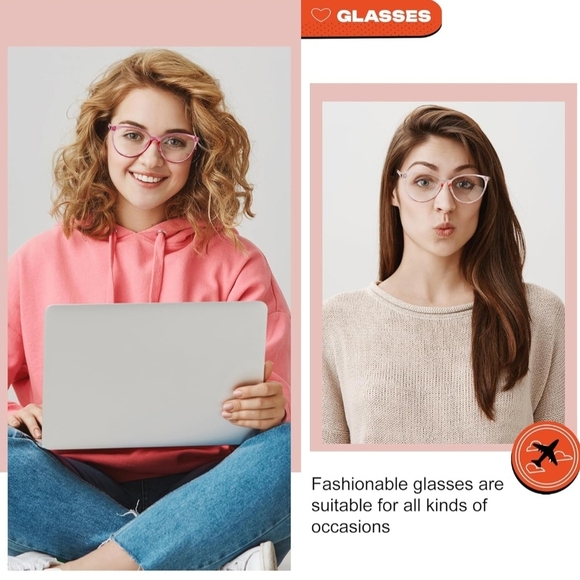 VIPBEST Blue Light Blocking Cat Eye Glasses for Women 2x - Picture 8 of 8